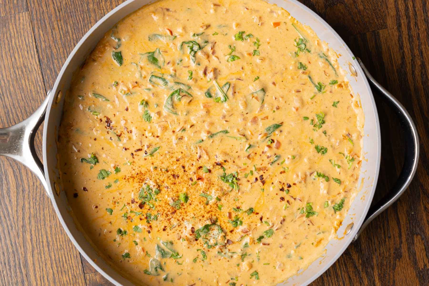 marry me white bean soup in the pan after cooking