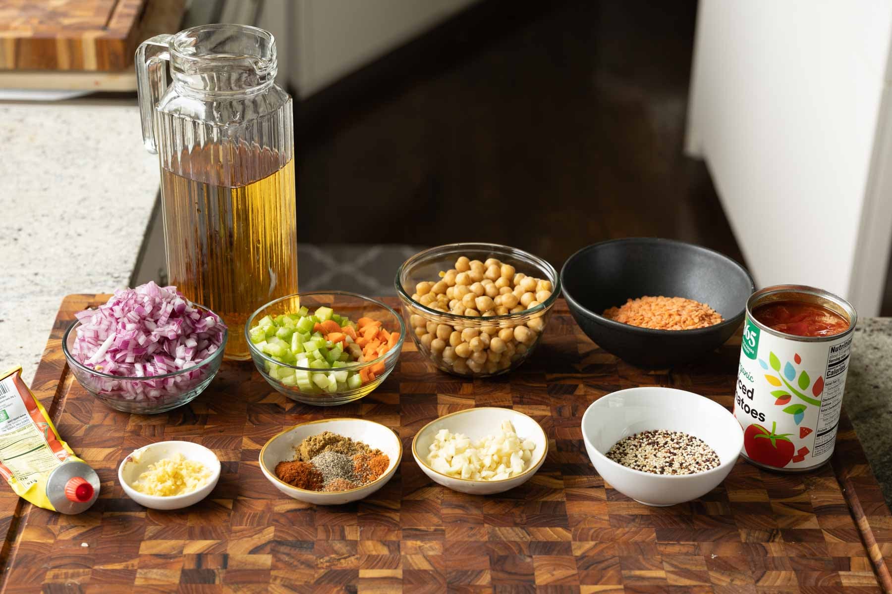 harira ingredients on the kitchen counter