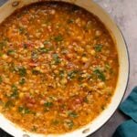 close-up of pot of harira after cooking