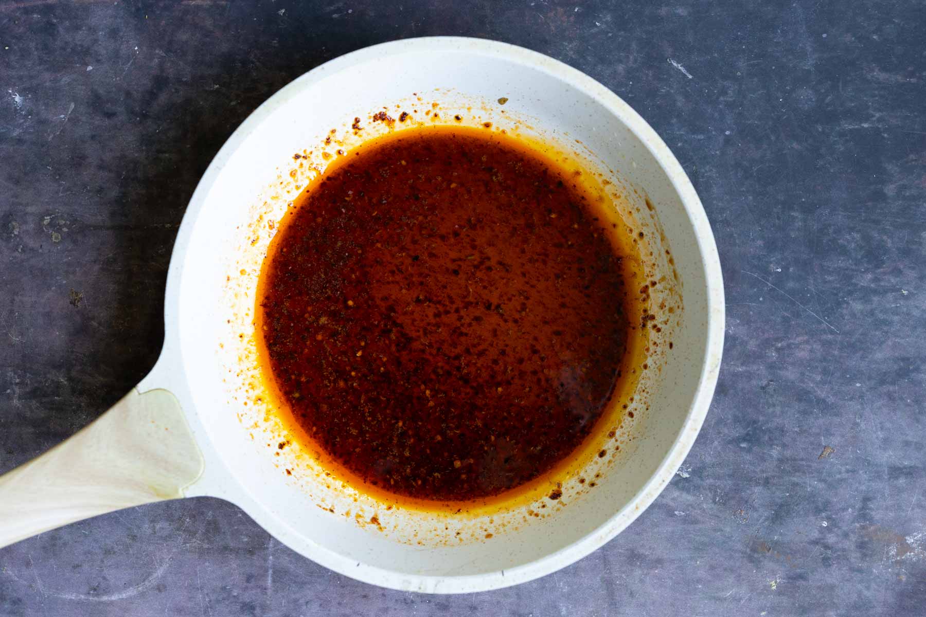 hot maple in the pan after cooking