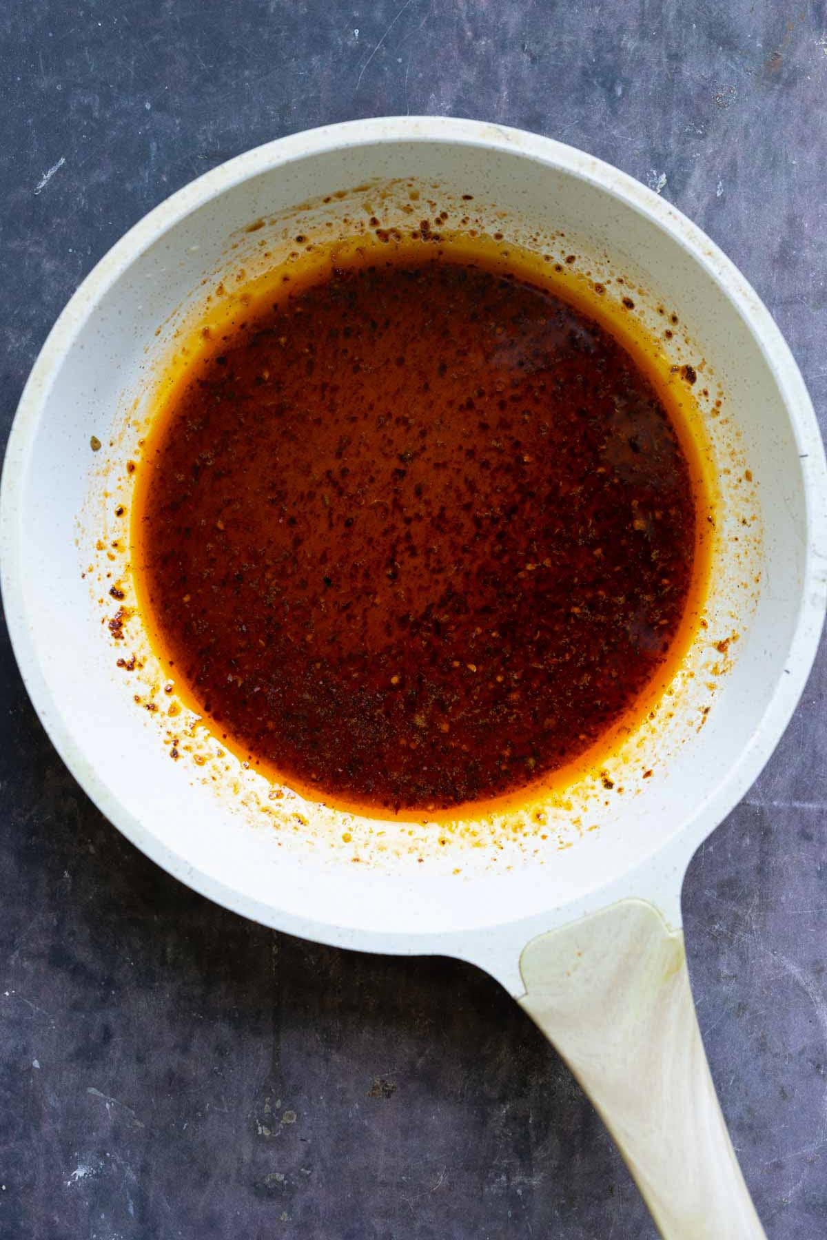hot maple in the pan after cooking
